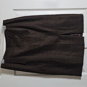 PERUVIAN CONNECTION Baby Alpaca Wool Silk Lined Straight Line Midi Plaid Skirt 8